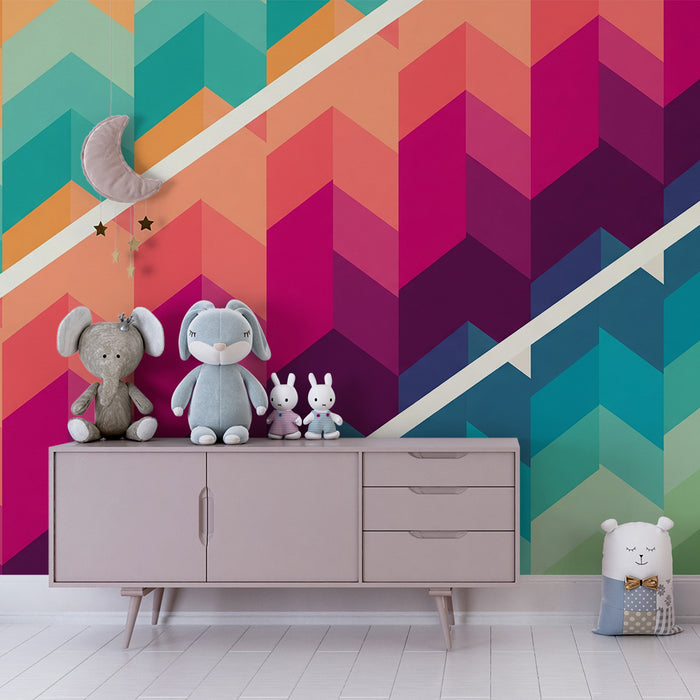 Kids' room wallpaper | Chevron geometric patterns