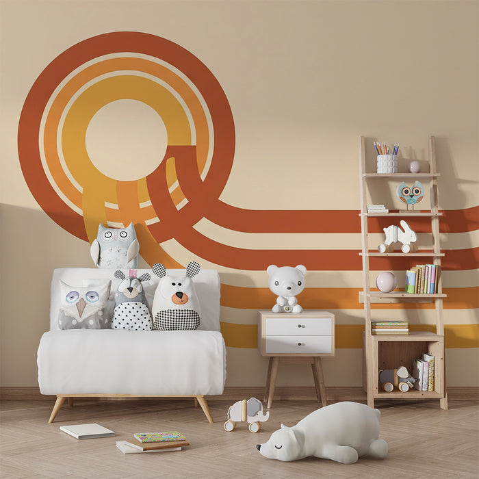 Kinderzimmer Tapete | Geometrische Muster in warmen Farbverläufen