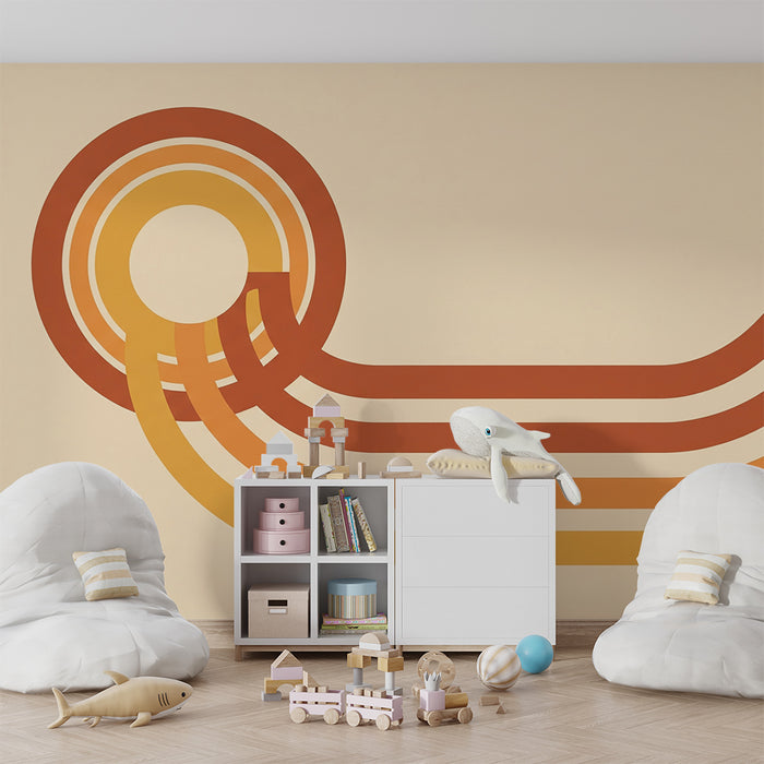Kinderzimmer Tapete | Geometrische Muster in warmen Farbverläufen
