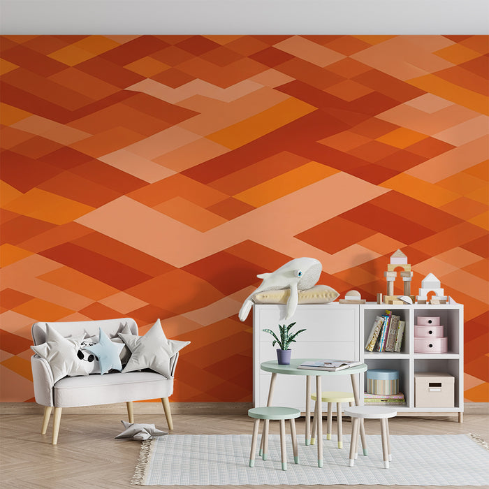 Papel pintado para habitación infantil | Diseños geométricos en tonos degradados de naranja