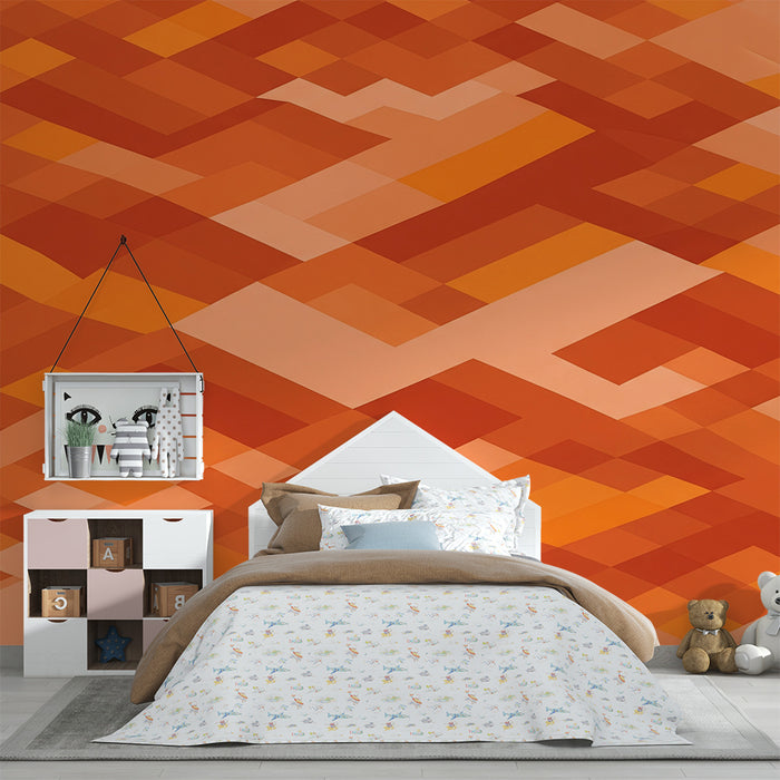 Papel pintado para habitación infantil | Diseños geométricos en tonos degradados de naranja