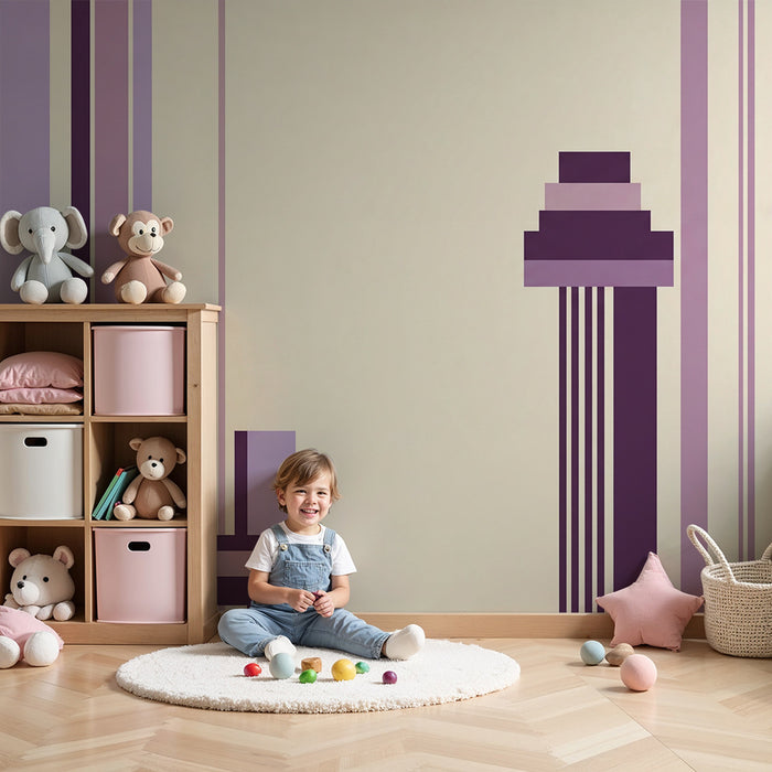 Lastenhuoneen tapetti | Violettivivahteiset geometriset kuviot