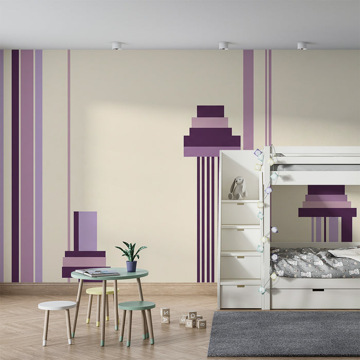 Lastenhuoneen tapetti | Violettivivahteiset geometriset kuviot