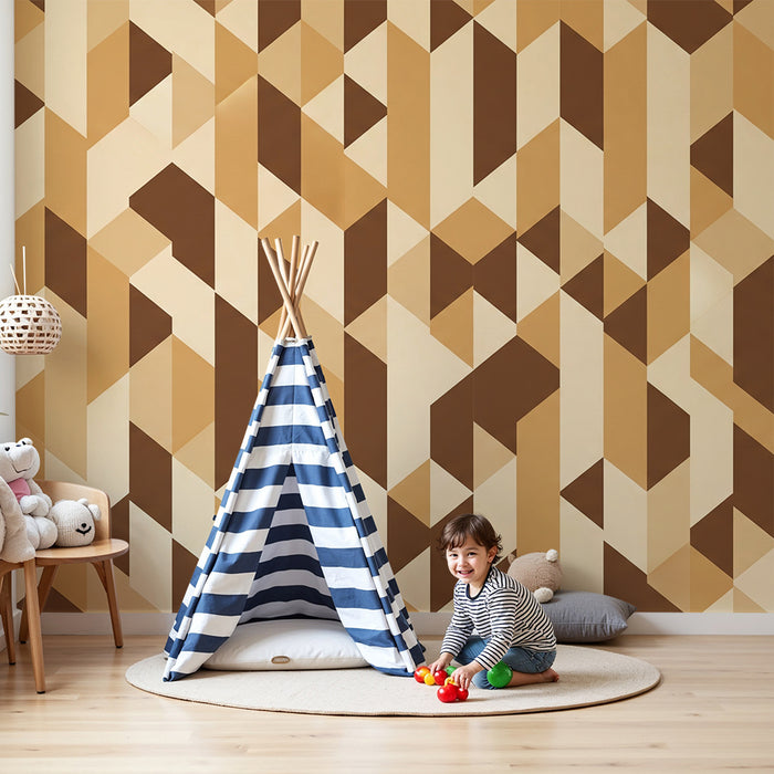 Dětské tapety do pokojíčku | Geometrické vzory v béžové a hnědé
