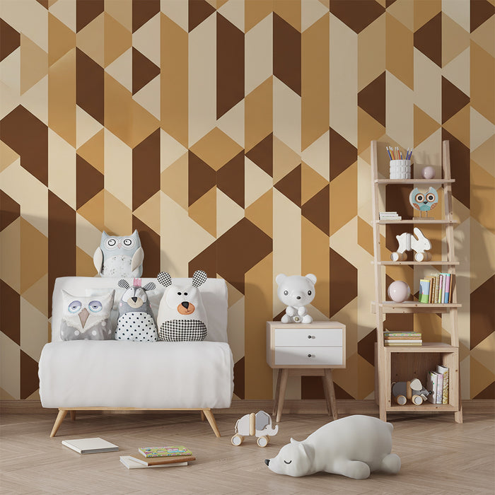 Dětské tapety do pokojíčku | Geometrické vzory v béžové a hnědé