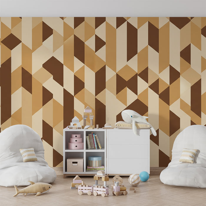 Dětské tapety do pokojíčku | Geometrické vzory v béžové a hnědé