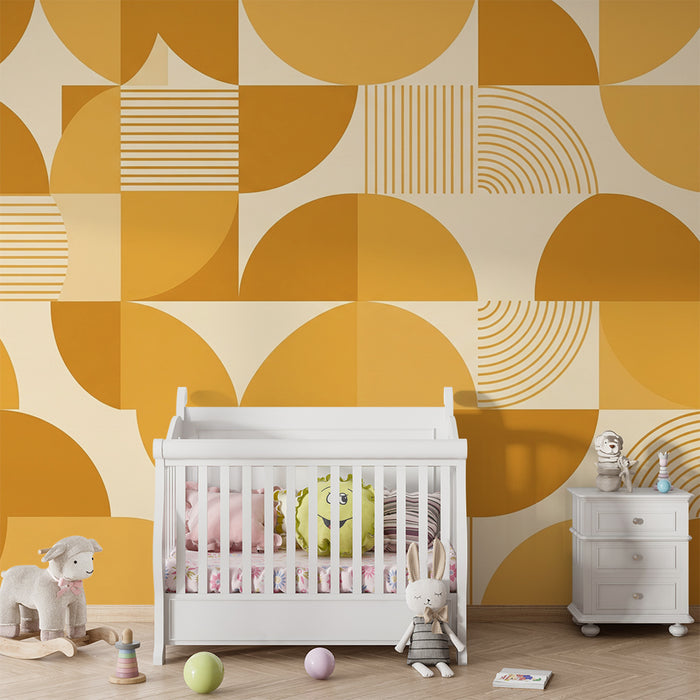 Børnetapet | Geometriske mønstre i gult og beige
