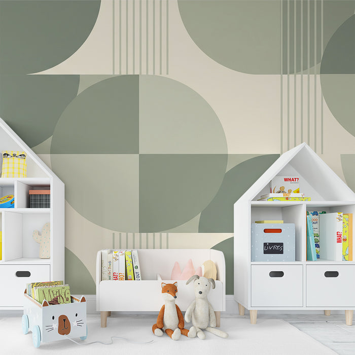 Barntapet | Moderna geometriska mönster i nyanser av grönt