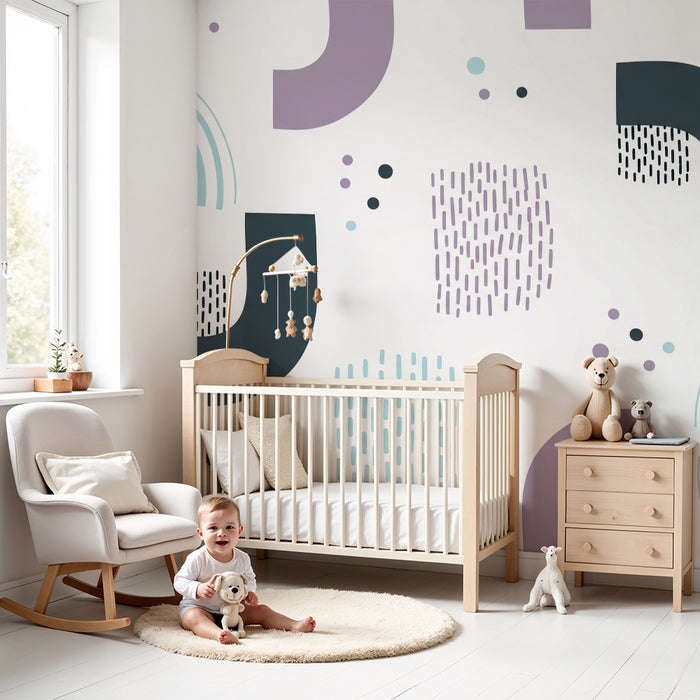 Barntapet | Moderna geometriska mönster i pastellfärger