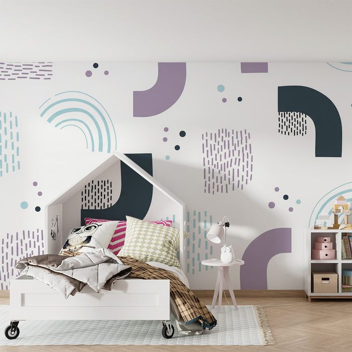 Barntapet | Moderna geometriska mönster i pastellfärger