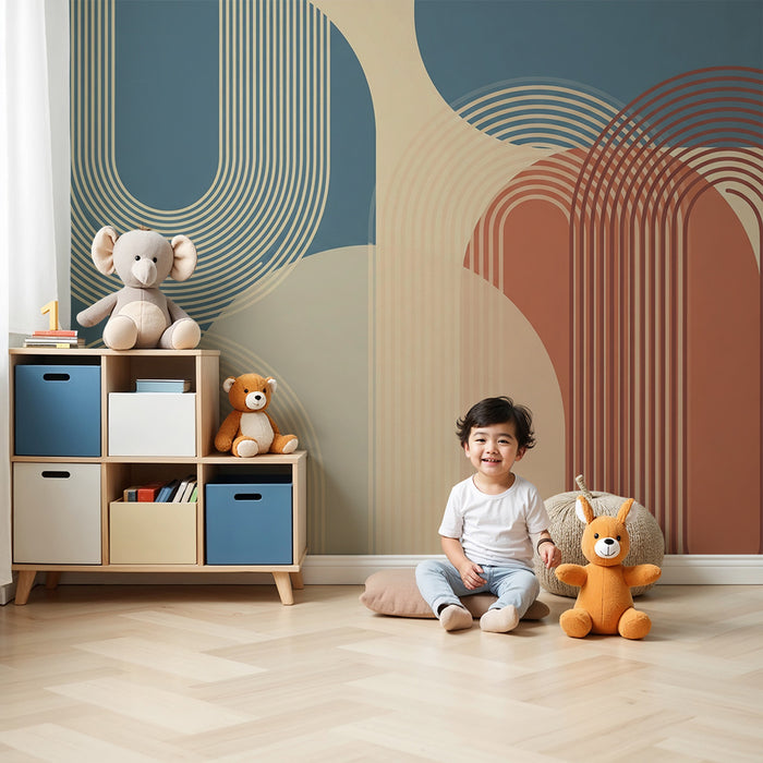 Behang kinderkamer | Moderne geometrische patronen in zachte tinten