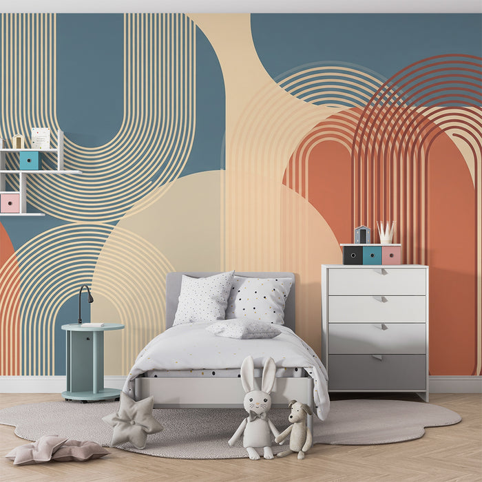 Behang kinderkamer | Moderne geometrische patronen in zachte tinten