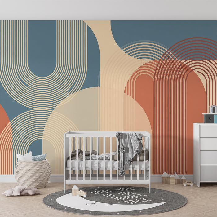 Behang kinderkamer | Moderne geometrische patronen in zachte tinten