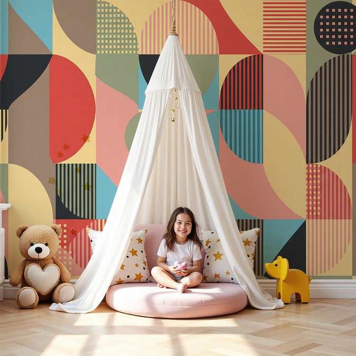 Lastenhuoneen tapetti | Modernit ja värikkäät geometriset kuvioinnit