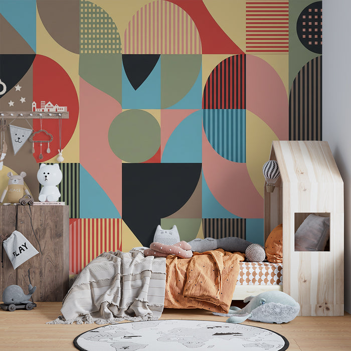 Lastenhuoneen tapetti | Modernit ja värikkäät geometriset kuvioinnit