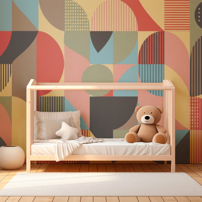 Lastenhuoneen tapetti | Modernit ja värikkäät geometriset kuvioinnit