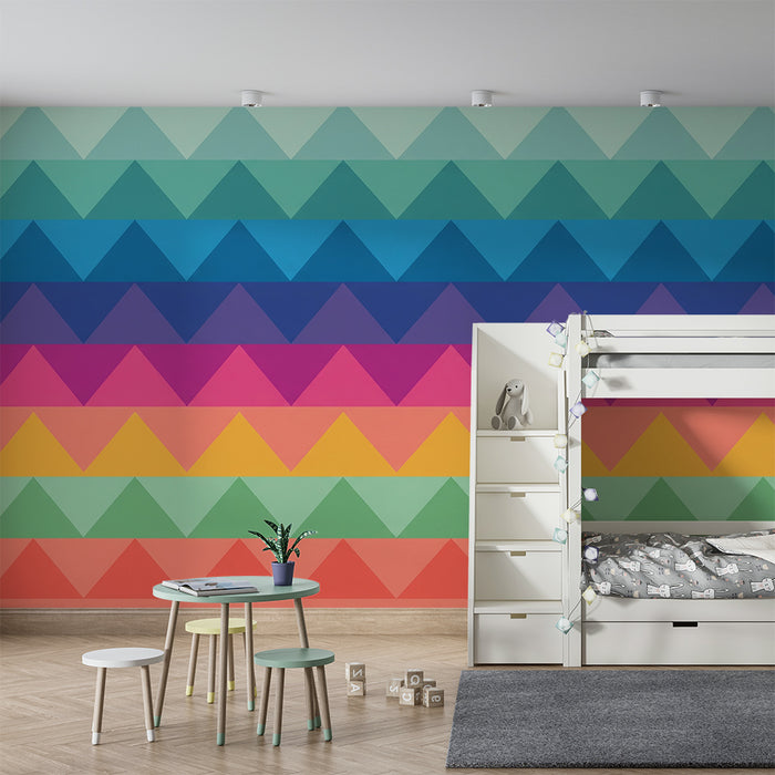 Kids room wallpaper | Geometric patterns triangles rainbow arc