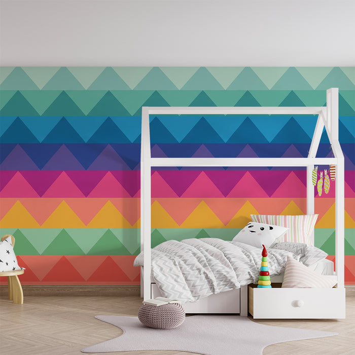 Kids room wallpaper | Geometric patterns triangles rainbow arc