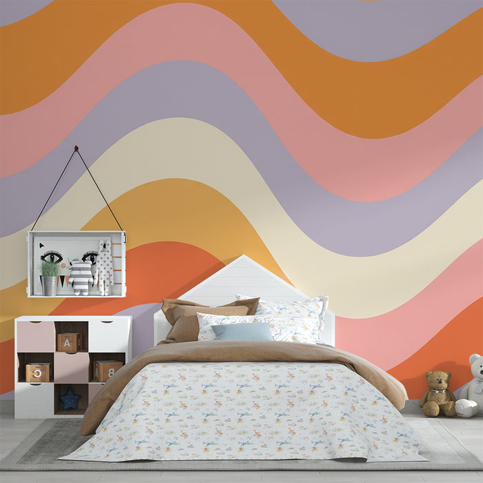 Kids room wallpaper | Wavy patterns in pastel colors