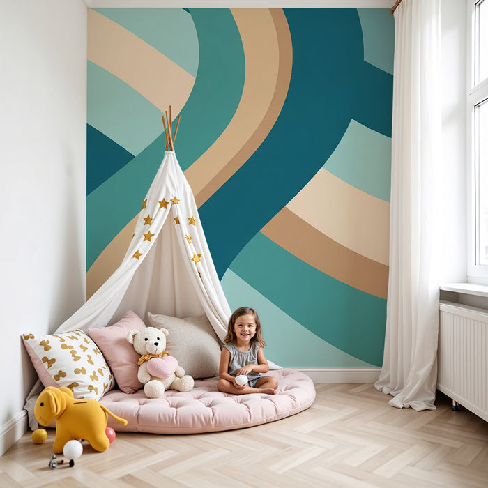 Behang voor kinderkamer | Zachte en rustgevende golvende patronen