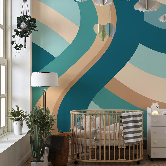 Behang voor kinderkamer | Zachte en rustgevende golvende patronen
