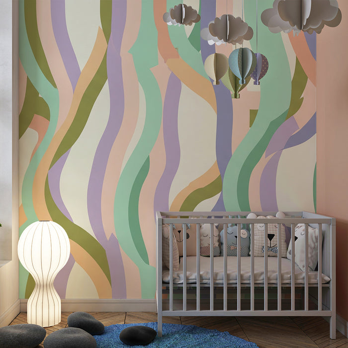 Kids' Room Wallpaper | Soft Pastel Waves for a Gentle, Playful Feel