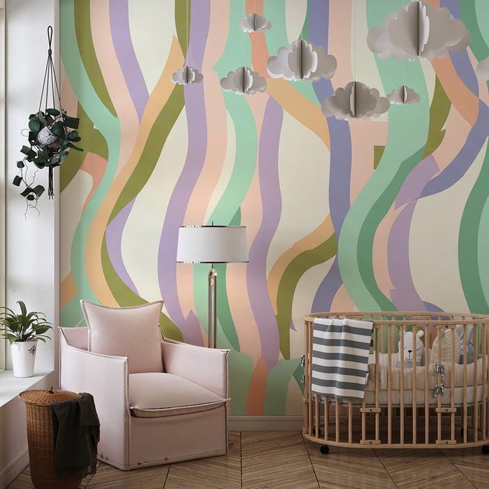 Kids' Room Wallpaper | Soft Pastel Waves for a Gentle, Playful Feel