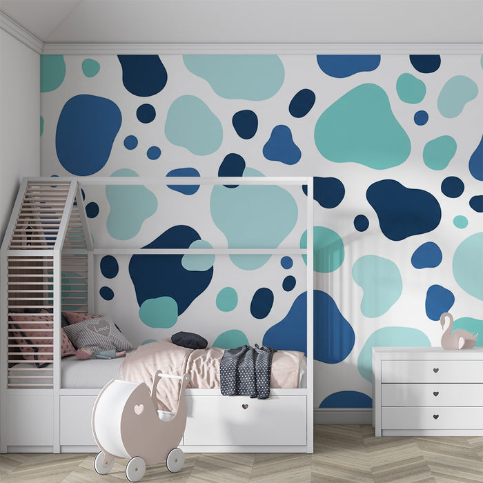 Papel de parede para quarto de criança | Padrões orgânicos em tons de azul e verde