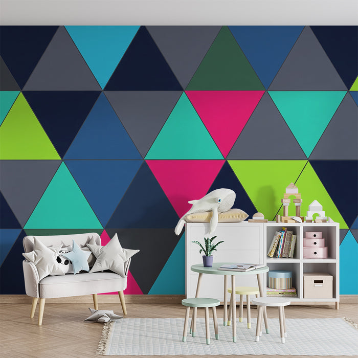 Papel pintado para habitación infantil | Diseño con triángulos en contraste
