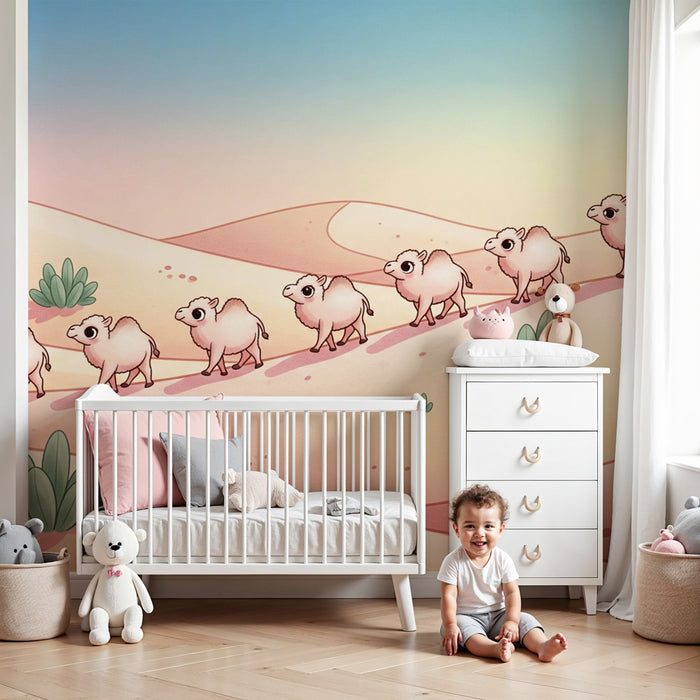 Papier peint chambre enfant | Moutons mignons dans le désert
