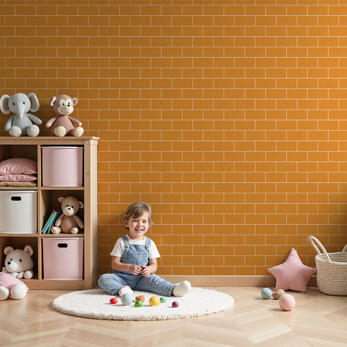 Kinderzimmer Tapete | Warme orange Backsteinwand