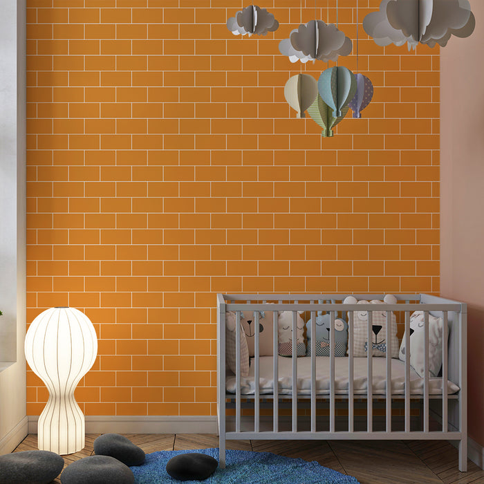 Kinderzimmer Tapete | Warme orange Backsteinwand