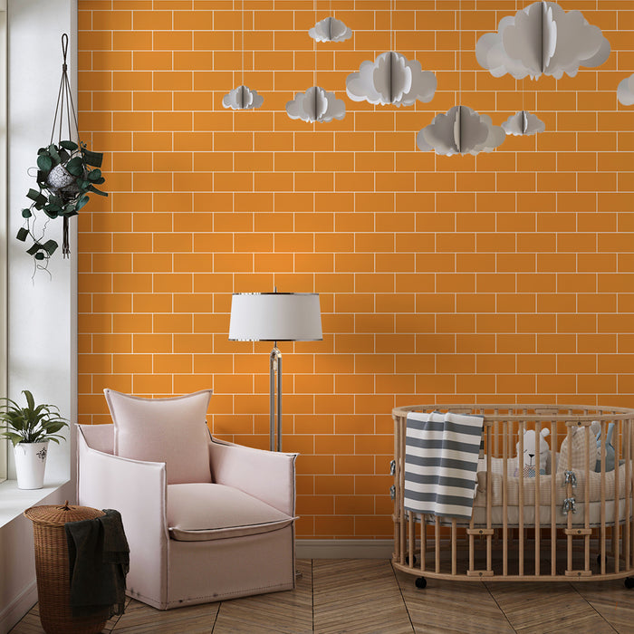 Kinderzimmer Tapete | Warme orange Backsteinwand