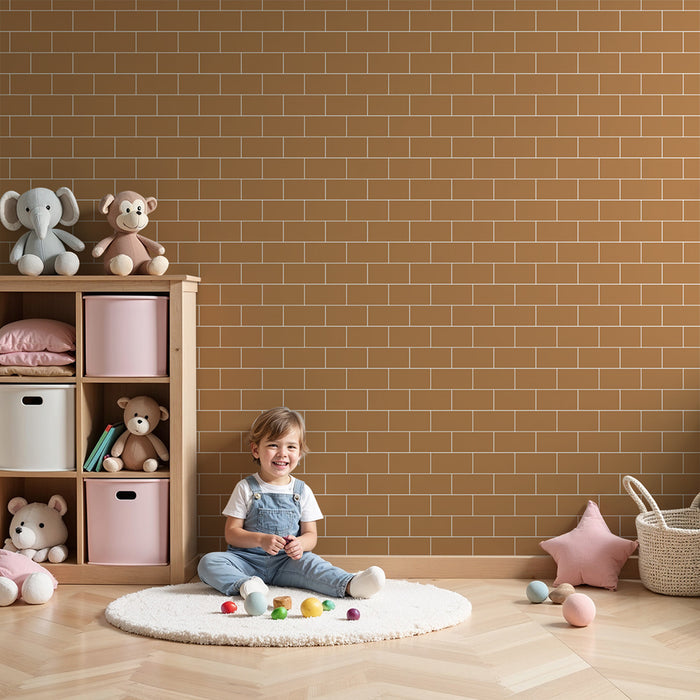 Kinderkamer behang | Terracotta bakstenen muur voor een warme sfeer