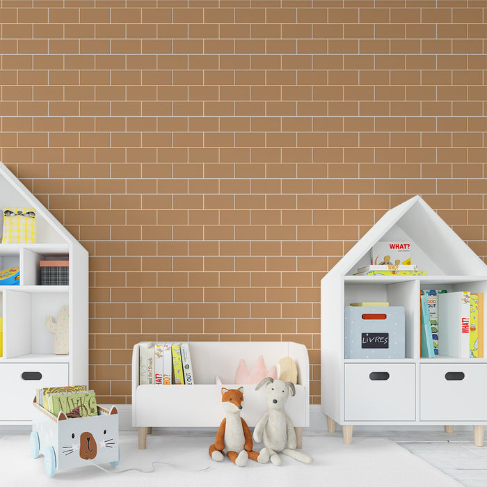Kinderkamer behang | Terracotta bakstenen muur voor een warme sfeer