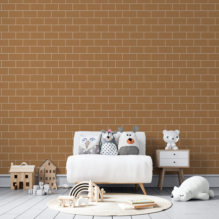 Kinderkamer behang | Terracotta bakstenen muur voor een warme sfeer