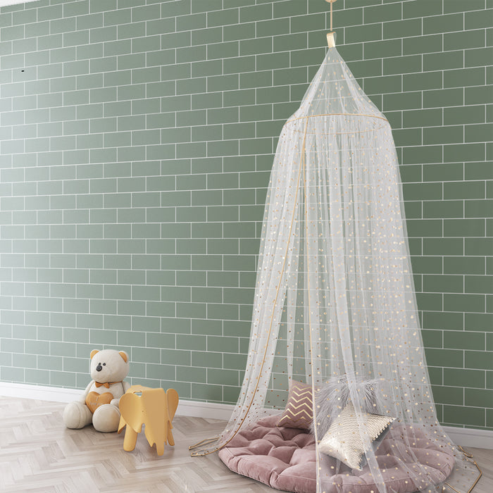 Kids room wallpaper | Soft green brick wall for a soothing atmosphere