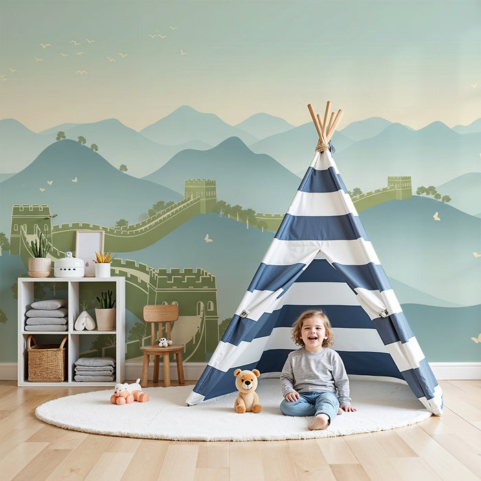 Barnrumstapet | Kinesisk mural med lugnande landskap