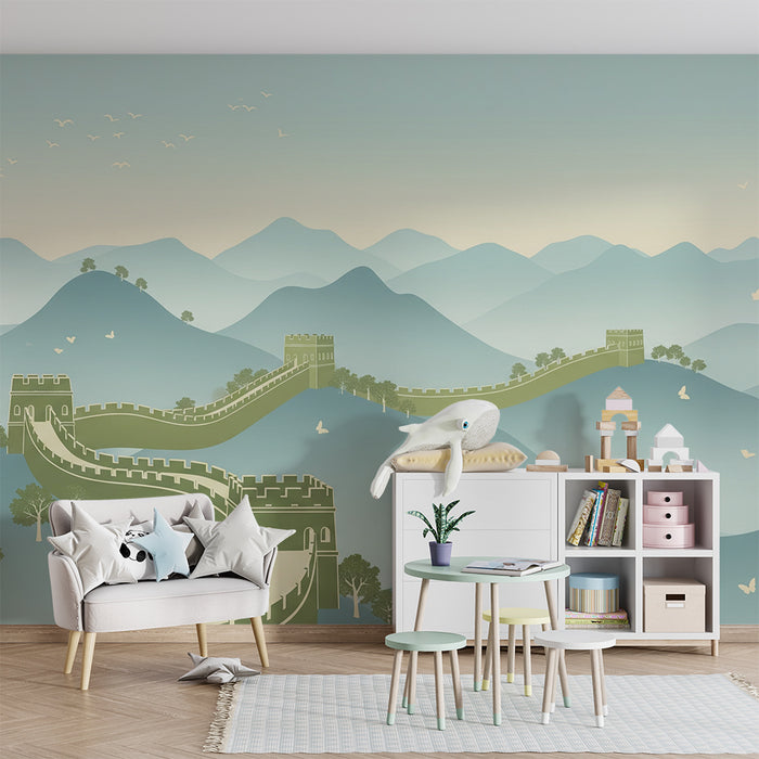 Barnrumstapet | Kinesisk mural med lugnande landskap