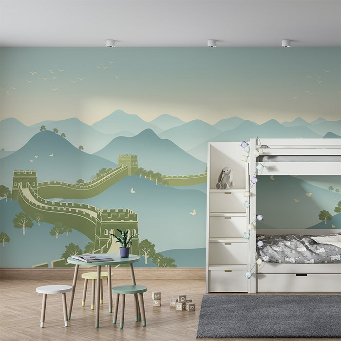 Barnrumstapet | Kinesisk mural med lugnande landskap