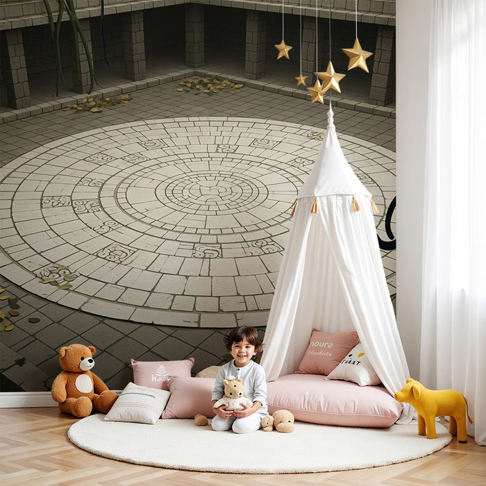 Kids' Room Wallpaper | Ancient Mysterious Temple with Geometric Patterns