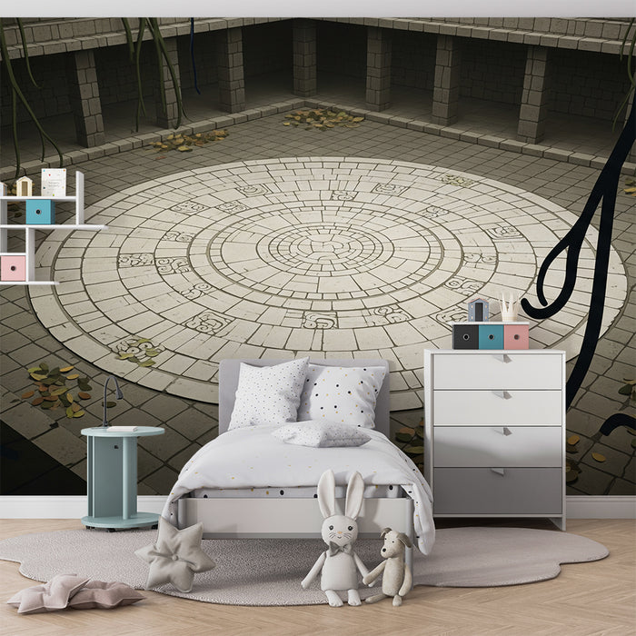 Kids' Room Wallpaper | Ancient Mysterious Temple with Geometric Patterns