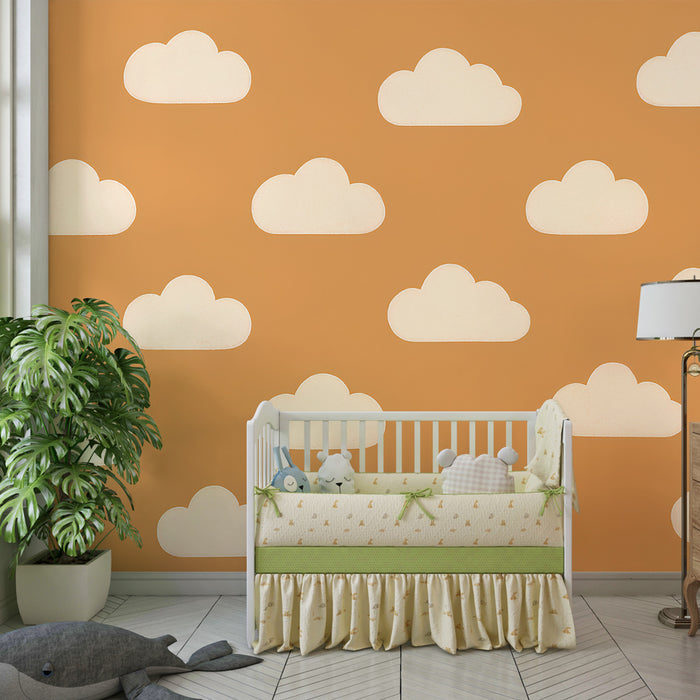 Papel de parede criança | Nuvens suaves em fundo terroso