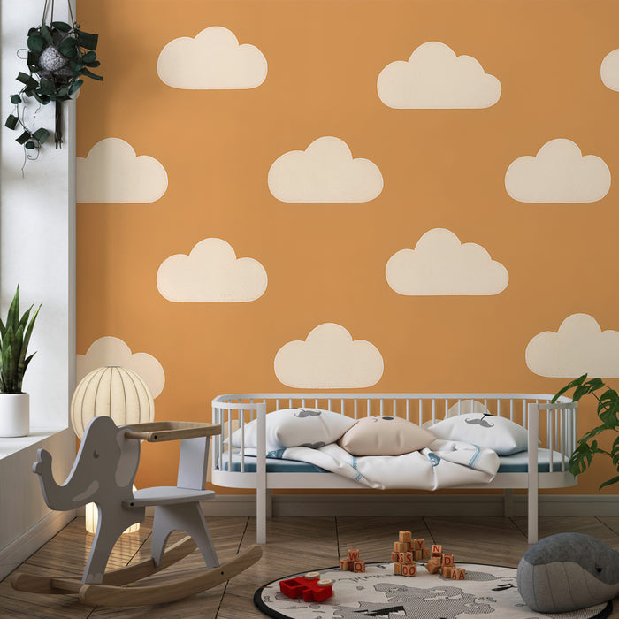 Papel de parede criança | Nuvens suaves em fundo terroso