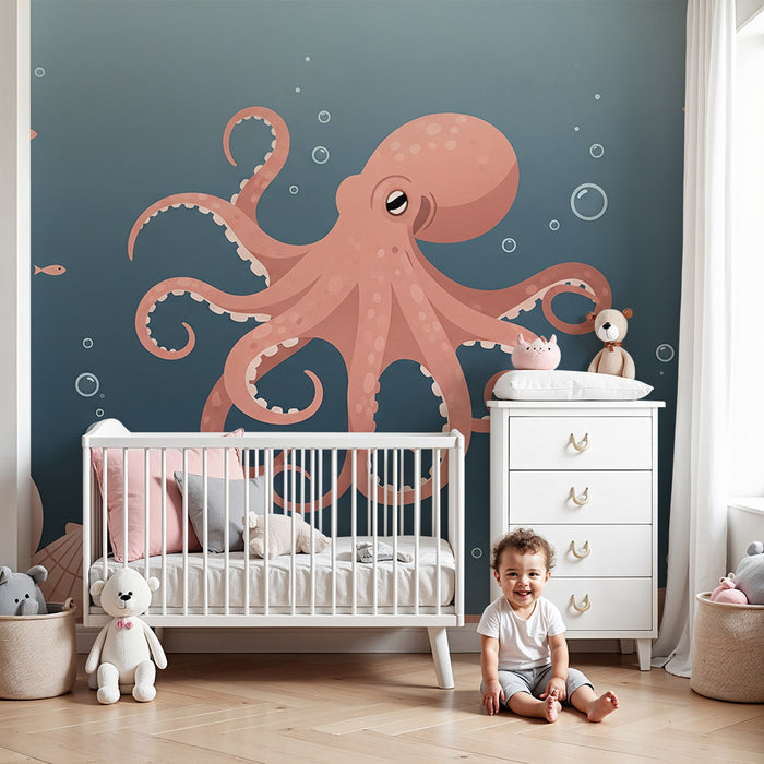 Behang kinderkamer | Speelse octopus en rustgevende onderwaterwereld