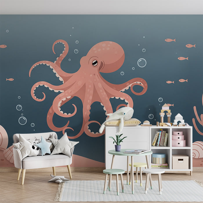 Behang kinderkamer | Speelse octopus en rustgevende onderwaterwereld