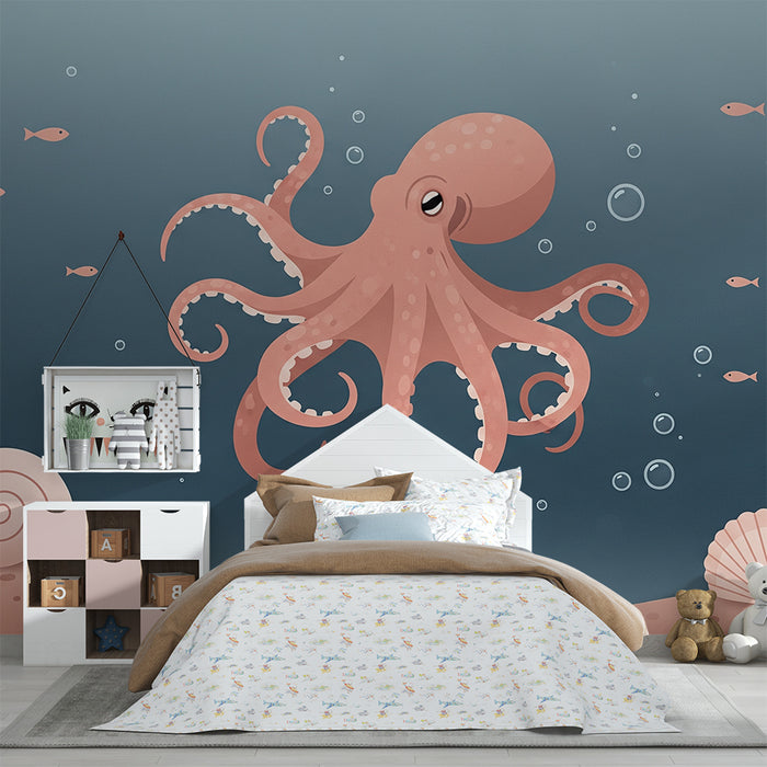 Behang kinderkamer | Speelse octopus en rustgevende onderwaterwereld
