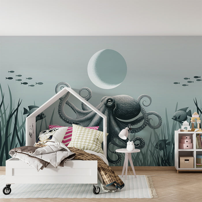 **Tapete Kinderzimmer | Majestätischer Oktopus und beruhigende Unterwasserwelt**