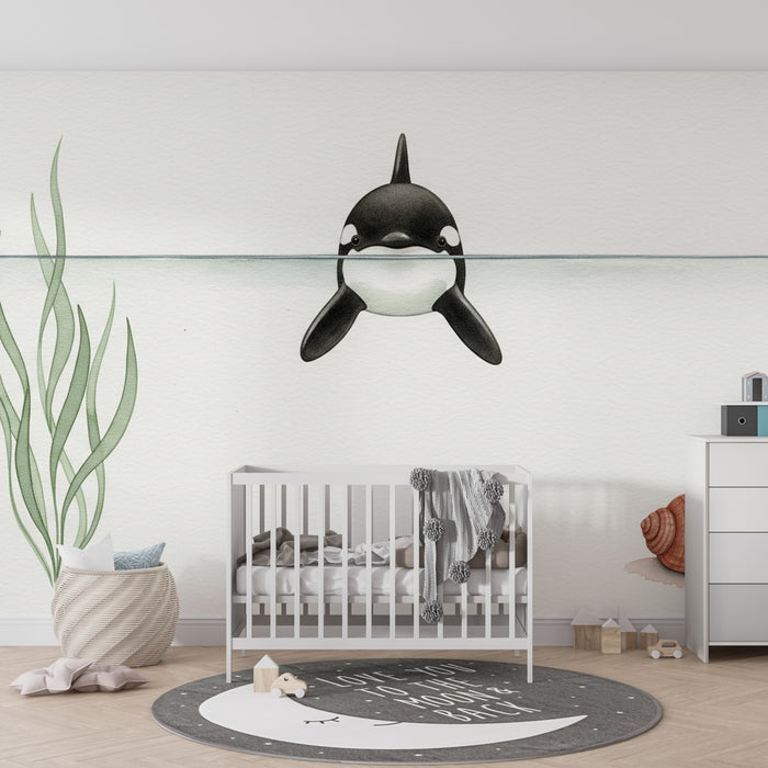 Papier peint chambre enfant | Orque joyeuse et nature marine