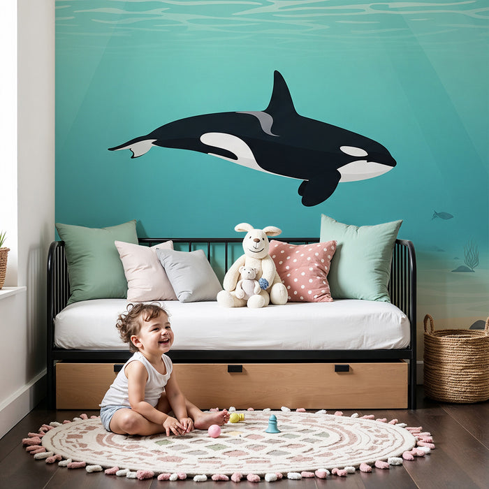 **Papir za otroško sobo | Veličastna orka plava v pomirjujočem oceanu**